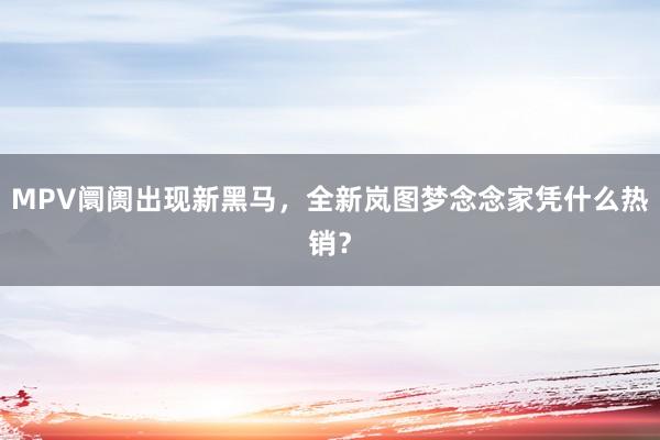 MPV阛阓出现新黑马，全新岚图梦念念家凭什么热销？